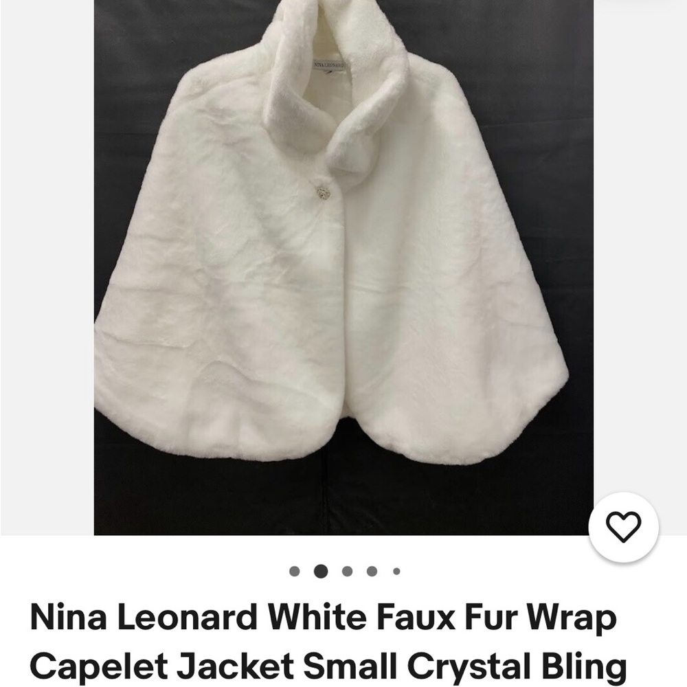 White Faux Fur Capelet with Crystal Button